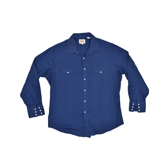 Ely Cattleman Men's Blue Striped Western Snap Shirt Regular Size XL Long Sleeve - Picture 1 of 8
